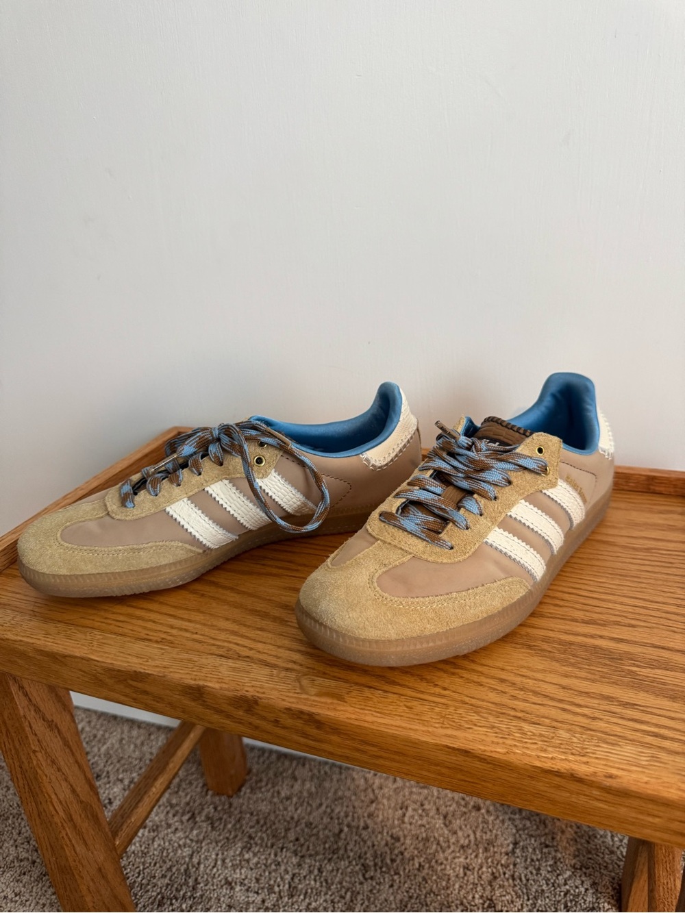 Wales Bonner adidas Low-Profile Sneakers in Tan, White and Blue